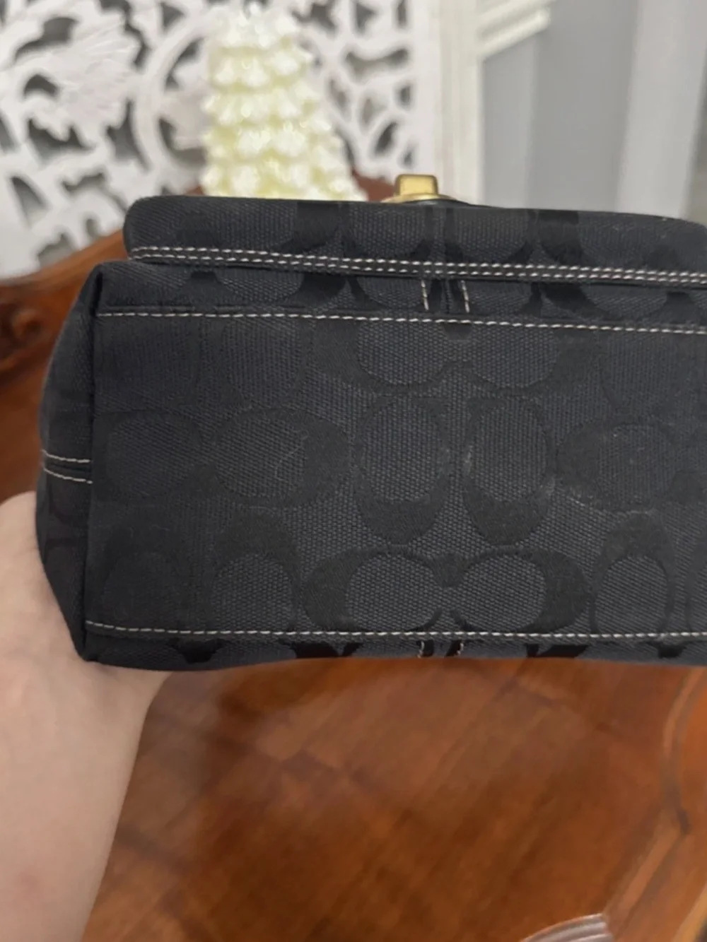 Vintage COACH 40224 Legacy Signature Top Handle Handbag in Black